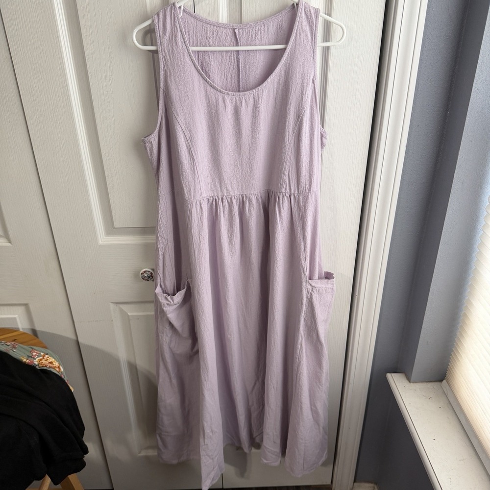 Light Purple Lavender Tank Maxi Dress With Pockets Women's Size XL Cruise Boho